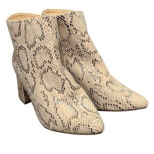 X2B Womens Size 7.5 Snake Skin Side Zipper Ankle Booties Block Heel Poin…